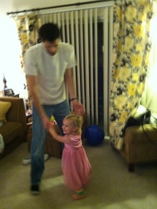 Princess Aurora dancing with Prince Phillip.