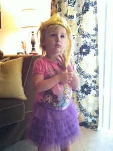 In full Rapunzel character here as you can tell by the hair and purple tutu (Rapunzel's dress is purple).